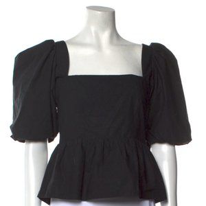 Cara Cara Alexis Peplum Puff Sleeve Top Black S